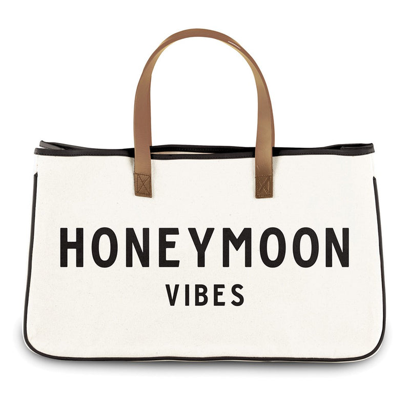 HONEYMOON VIBES Canvas Tote with Leather Handles