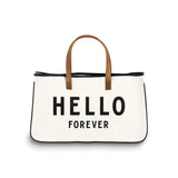HELLO FOREVER Canvas Tote with Leather Handles