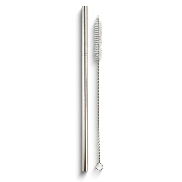 Stainless Steel Reusable Straw and Cleaning Brush Set in Gift Pouch