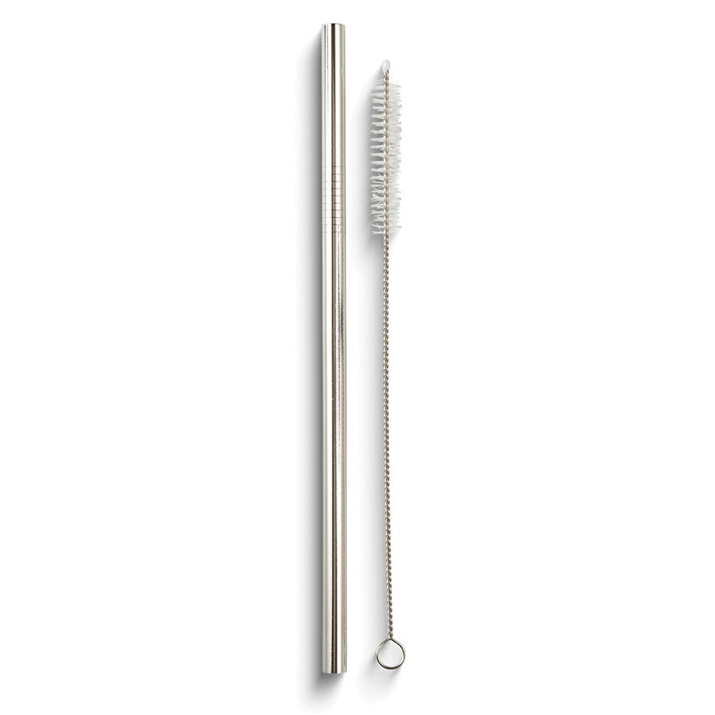 Stainless Steel Reusable Straw and Cleaning Brush Set in Gift Pouch