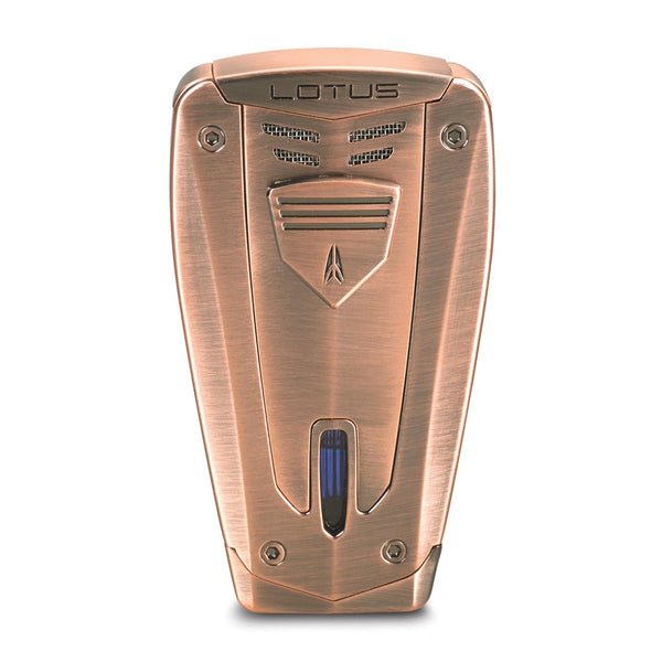 Lotus Fusion Copper Satin Triple Flame Lighter with Fold-out Cigar Punch