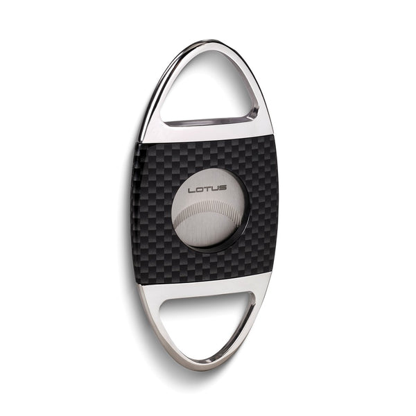 Lotus Jaws Black Carbon Fiber and Chrome 58-Ring Gauge Serrated Stainless Steel Blade Cigar Cutter