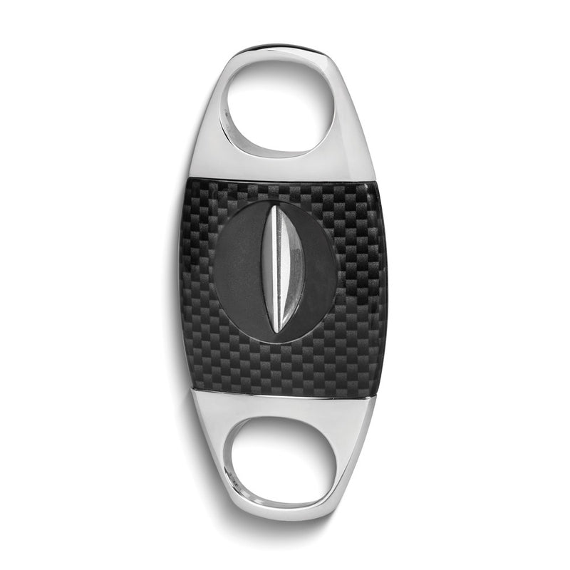 Lotus Jaws Black Carbon Fiber and Chrome 64-Ring Gauge Serrated V-Cut Cigar Cutter