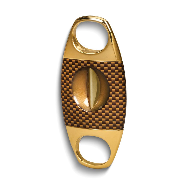 Lotus Jaws Gold-tone Carbon Fiber 64-Ring Gauge Serrated V-Cut Cigar Cutter