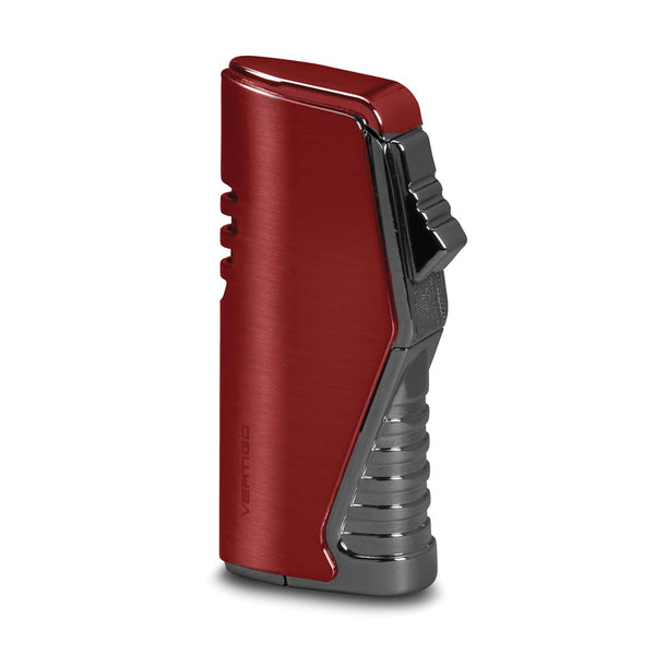 Vertigo Atlas Anodized Red and Gunmetal Triple Flame Lighter with Fold-out Cigar Punch