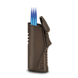 Vertigo Atlas Gunmetal Satin Triple Flame Lighter with Fold-out Cigar Punch