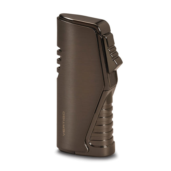 Vertigo Atlas Gunmetal Satin Triple Flame Lighter with Fold-out Cigar Punch