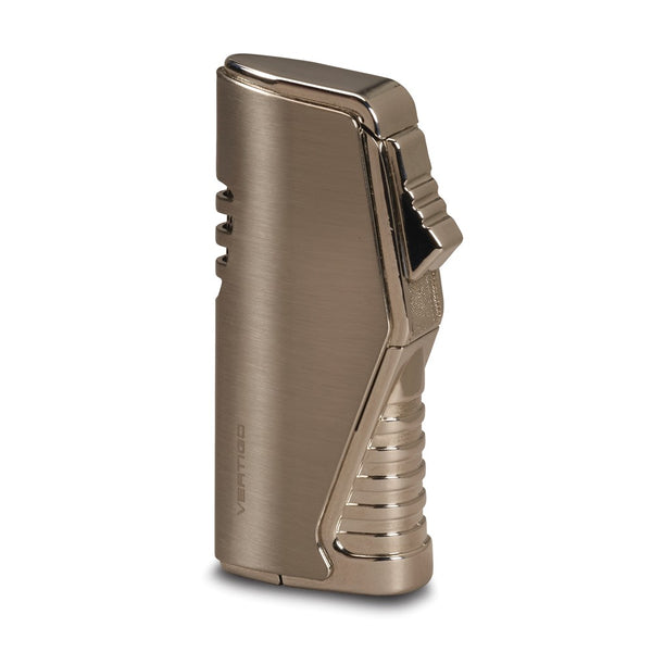Vertigo Atlas Nickel Satin Triple Flame Lighter with Fold-out Cigar Punch