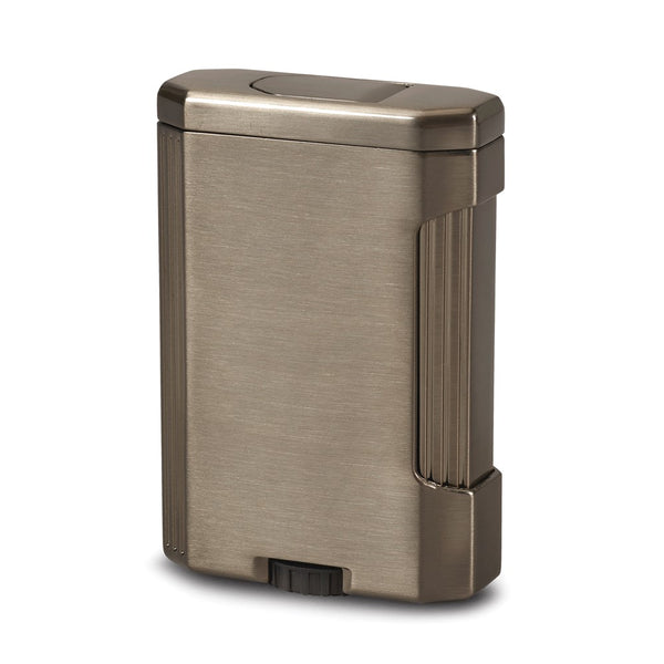 Vertigo Intrigue Gunmetal Satin Triple Torch Flame Free-Standing Table Lighter