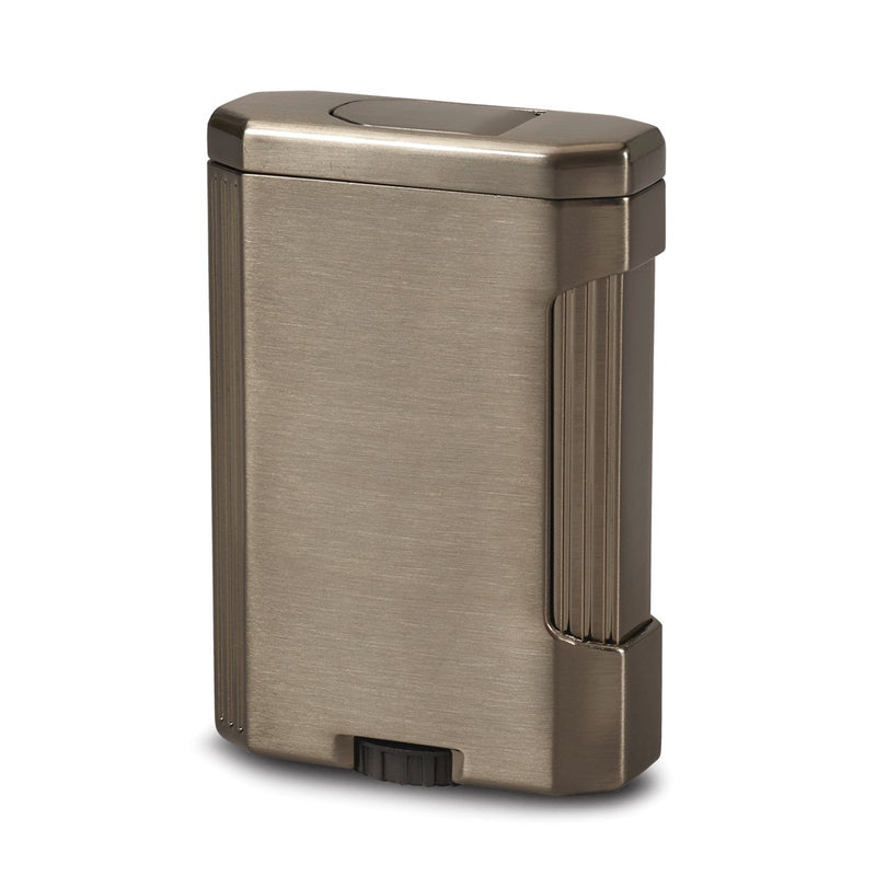Vertigo Intrigue Gunmetal Satin Triple Torch Flame Free-Standing Table Lighter