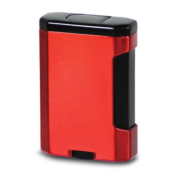 Vertigo Intrigue Anodized Red and Black Triple Torch Flame Free-Standing Table Lighter