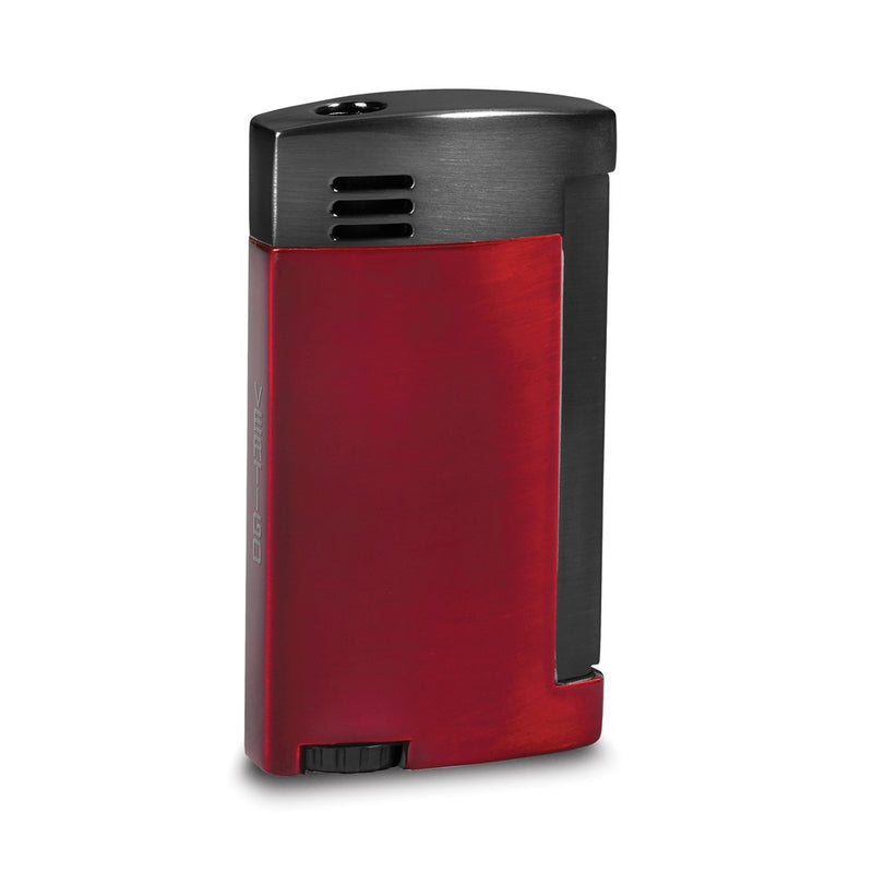 Vertigo Amigo Ice Red and Satin Gunmetal Single Flame Lighter with Side Squeeze Ignition