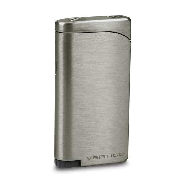 Vertigo Concorde Nickel Satin Double Flame Lighter with Fold-out Cigar Punch