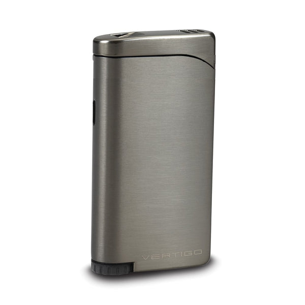 Vertigo Concorde Gunmetal Satin Double Flame Lighter with Fold-out Cigar Punch