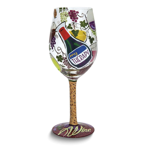 Lolita Hand-painted My Therapy Wine Glass