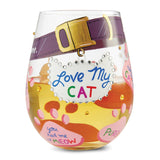 Lolita Hand-painted Love My Cat Stemless Wine Glass