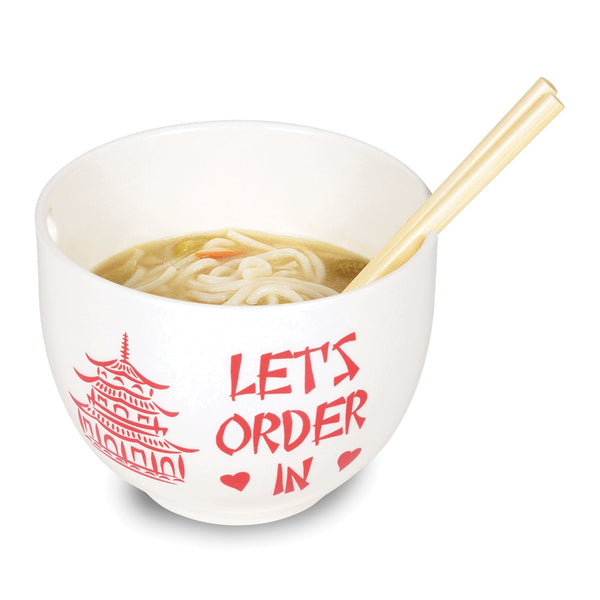 Our Name is Mud LET'S ORDER IN Stoneware Ramen Bowl and Chopsticks Set