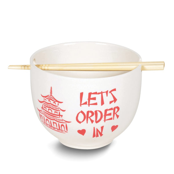 Our Name is Mud LET'S ORDER IN Stoneware Ramen Bowl and Chopsticks Set