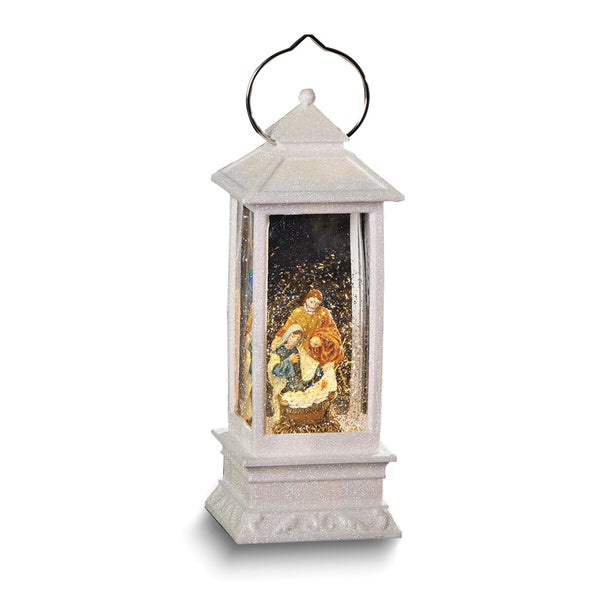 White Plastic LED Lantern with Holy Family