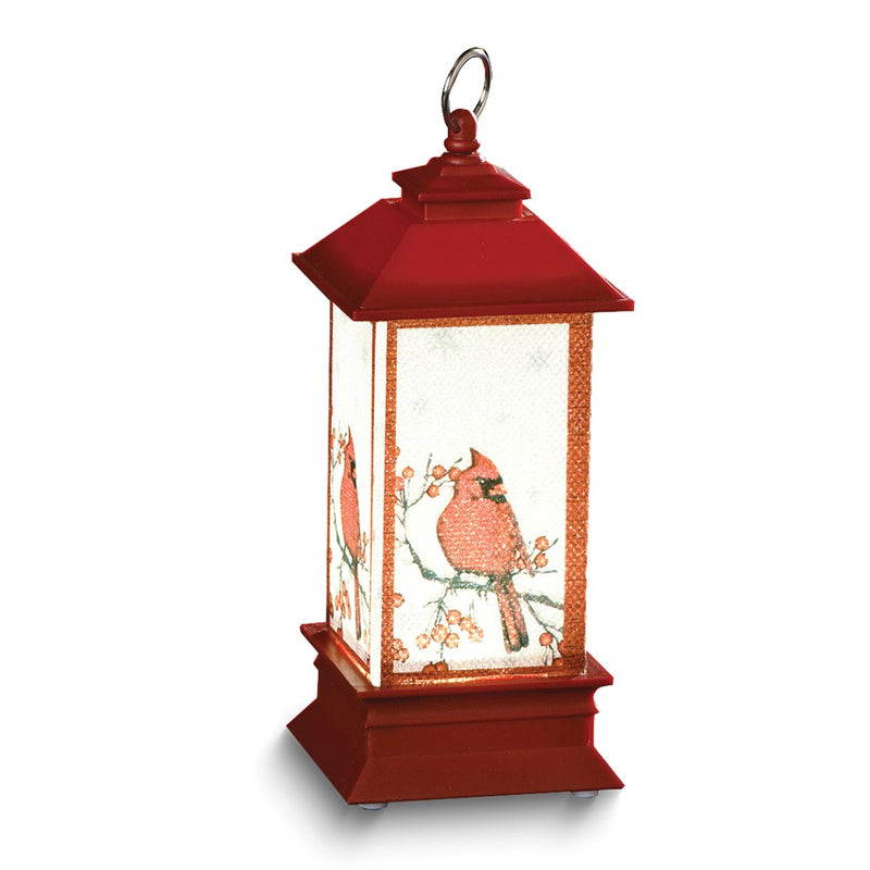 Plastic LED Square Lantern with Cardinals Ornament