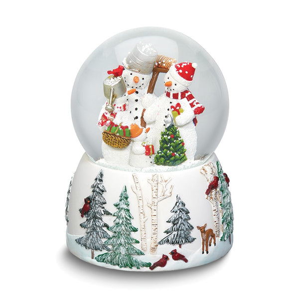 Glitterdome Musical (Plays 12 Days of Christmas) Snowman Family Water Globe