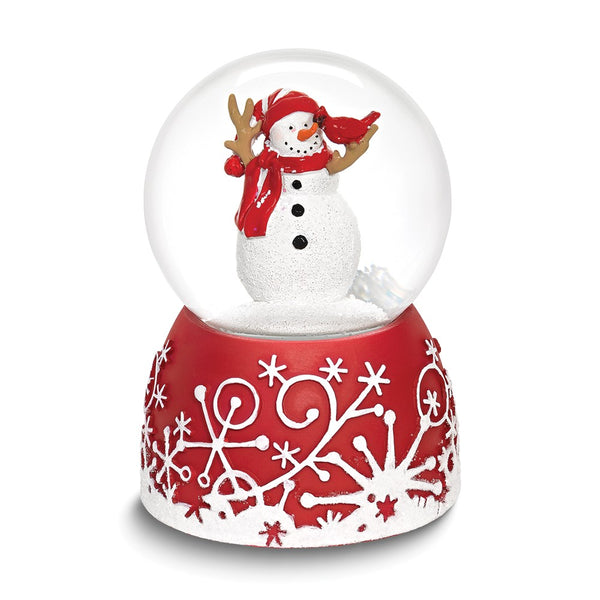 Glitterdome Musical (Plays Jingle Bells) Cardinal and Snowman Water Globe