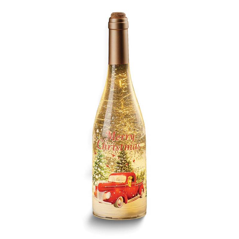 MERRY CHRISTMAS Plastic Christmas Scene Wine Bottle