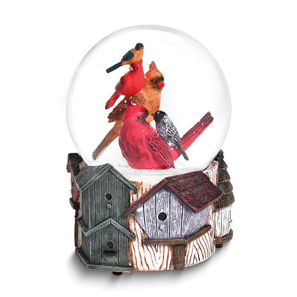 Glitterdome Musical (Plays Yesterday Once More) Birds on Birdhouses Water Globe
