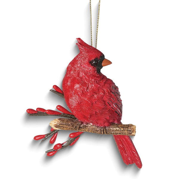 Resin Cardinal on Branch Ornament
