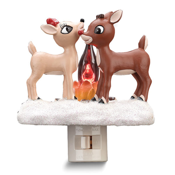 Rudolph and Clarice by Campfire Flickering Night Light