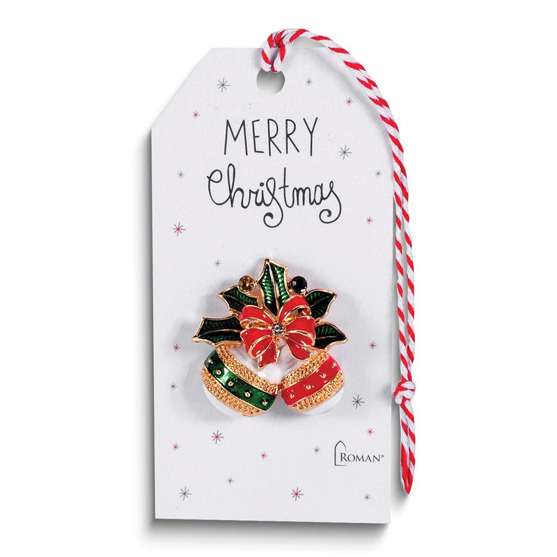 Enameled Gold-tone Christmas Ornament Pin