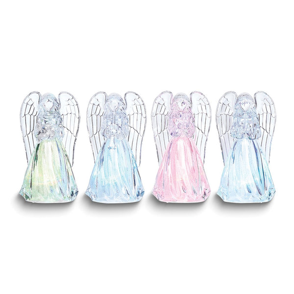 Set of 4 Acrylic LED Lighted Tricolor Angels