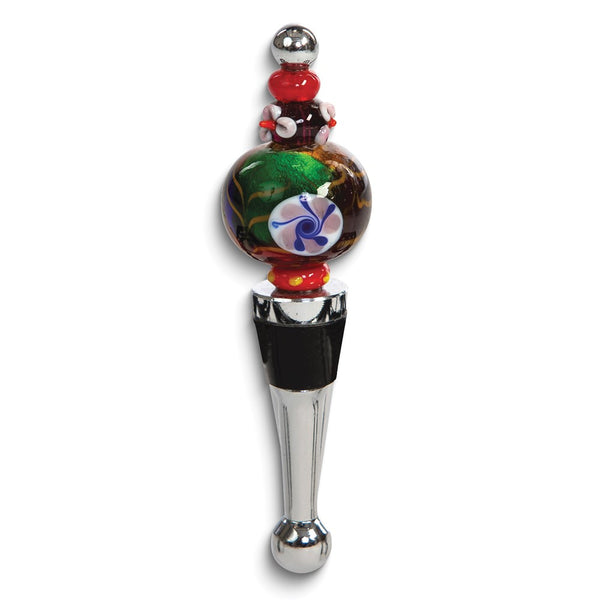 Handcrafted Multi-color Beaded Round Glass Bottle Stopper