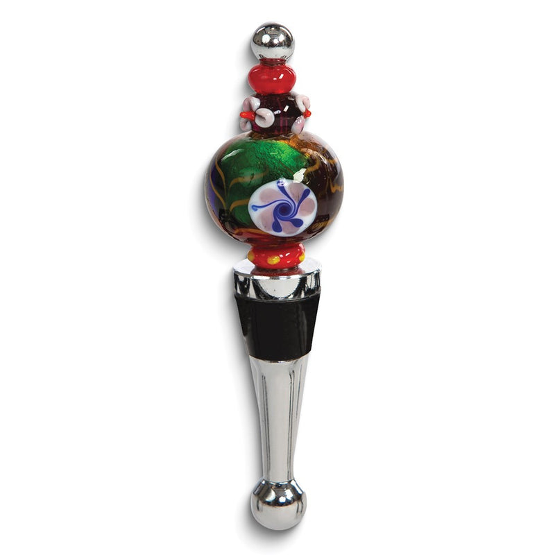 Handcrafted Multi-color Beaded Round Glass Bottle Stopper