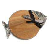 Acacia Wood Tropical Fish Cheese Board with Stainless Steel Knife