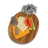 Tropical Pineapple Acacia Wood Cheese Board with Matching Stainless Steel Knife