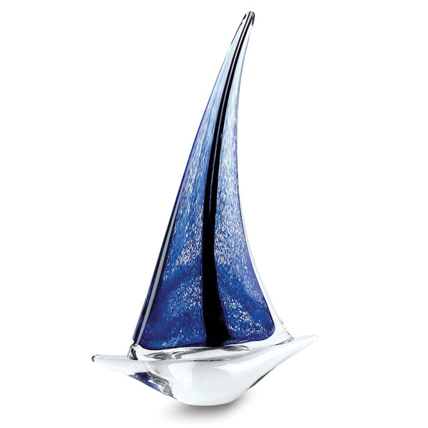 Badash Artistic Blue Sailboat Handcrafted Glass Figurine