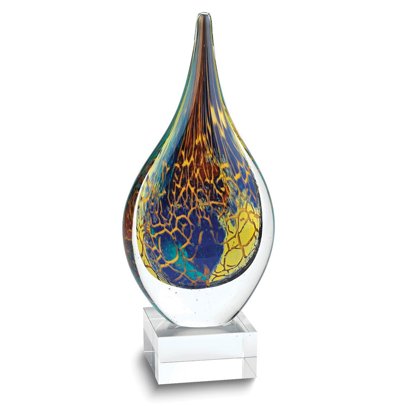 Badash Firestorm Handcrafted Glass Teardrop on Crystal Base