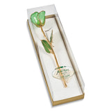 Peridot Green Lacquer Dipped Gold Trimmed with Glitter Real Rose