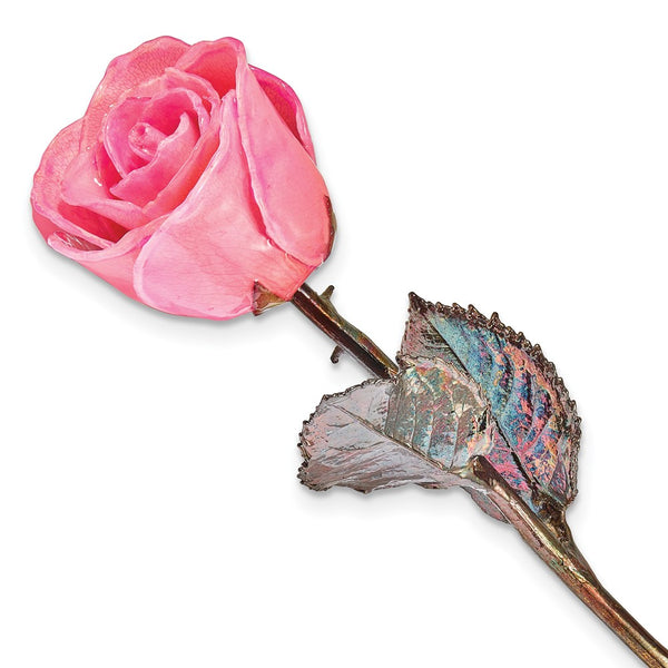 Pink Lacquer Dipped Copper Trimmed Real Rose