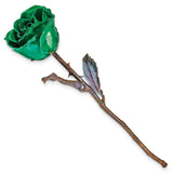 Turquoise Green Lacquer Dipped Copper Trimmed Real Rose