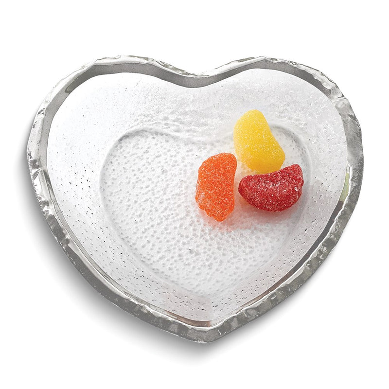 Badash Handcrafted Lead-free Glass Goldleaf Trimmed Heart Shaped Bowl
