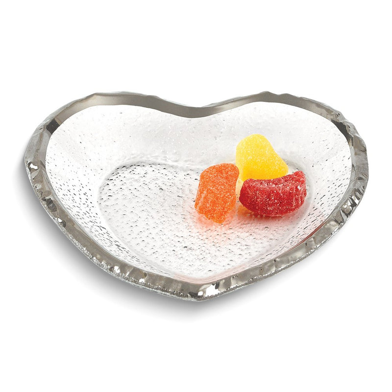 Badash Handcrafted Lead-free Glass Goldleaf Trimmed Heart Shaped Bowl