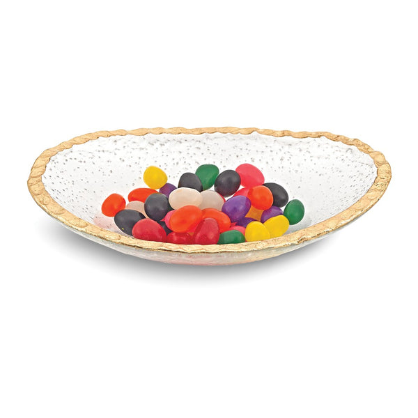 Badash Handcrafted Lead-free Glass Goldleaf Trimmed Oval Bowl