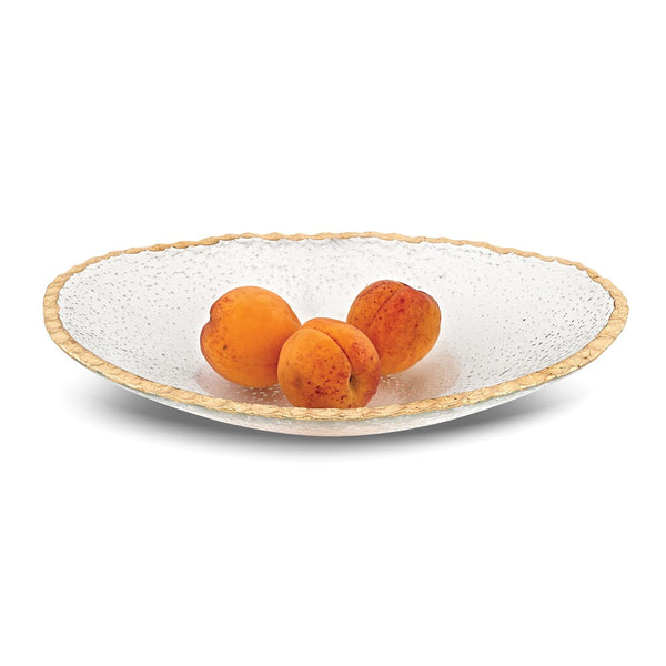 Badash Handcrafted Lead-free Glass Goldleaf Trimmed Oval Bowl