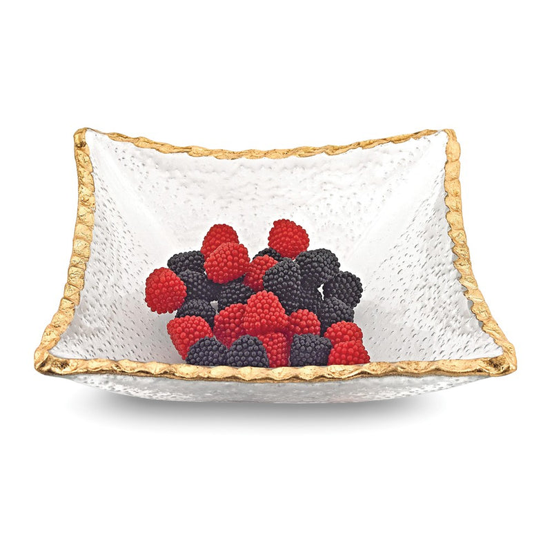 Badash Handcrafted Lead-free Glass Goldleaf Trimmed Square Bowl