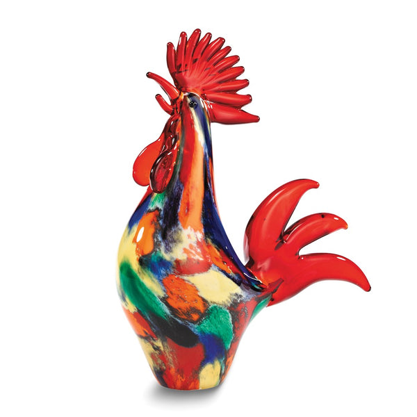 Badash Colorful Rooster Handcrafted Murano Style Glass Figurine