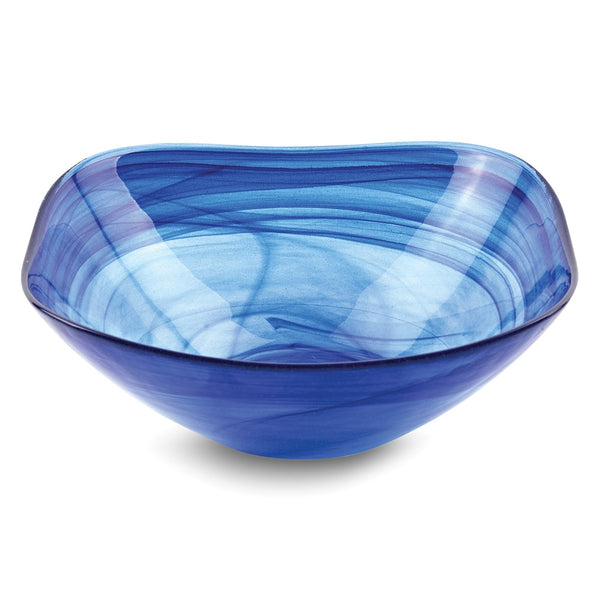 Badash Cobalt Blue Alabaster Square Glass Set of Two 6 inch Bowls