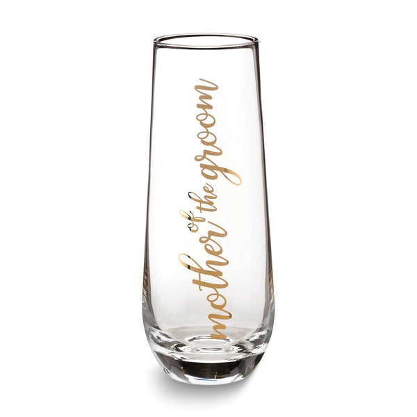 Lillian Rose MOTHER OF THE GROOM Stemless Wedding Toasting Glass