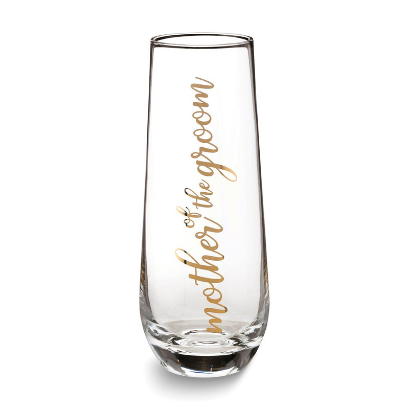 Lillian Rose MOTHER OF THE GROOM Stemless Wedding Toasting Glass